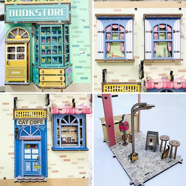 Miniaturowy domek Book Nook Kocie miasteczko Kotek DIY Domek
