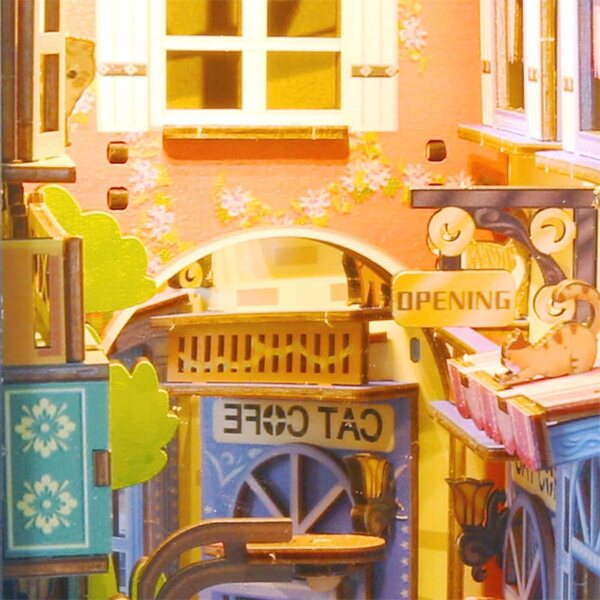 Miniaturowy domek Book Nook Kocie miasteczko Kotek DIY Domek