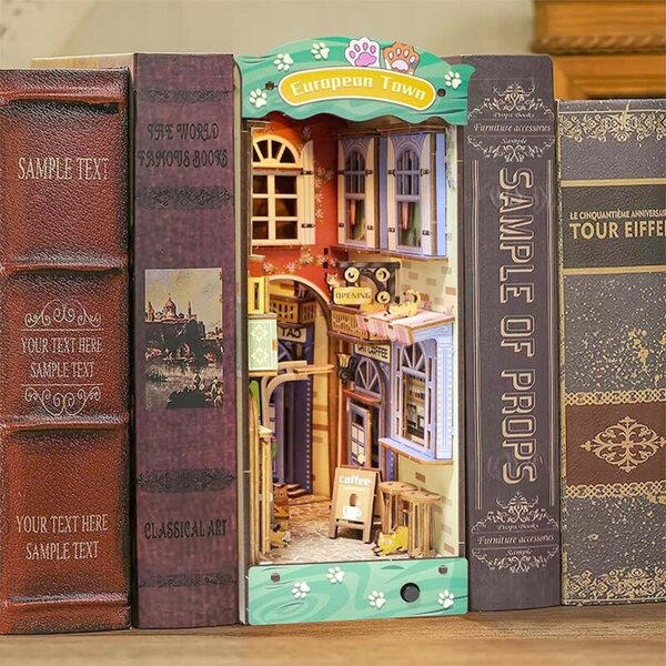 Miniaturowy domek Book Nook Kocie miasteczko Kotek DIY Domek