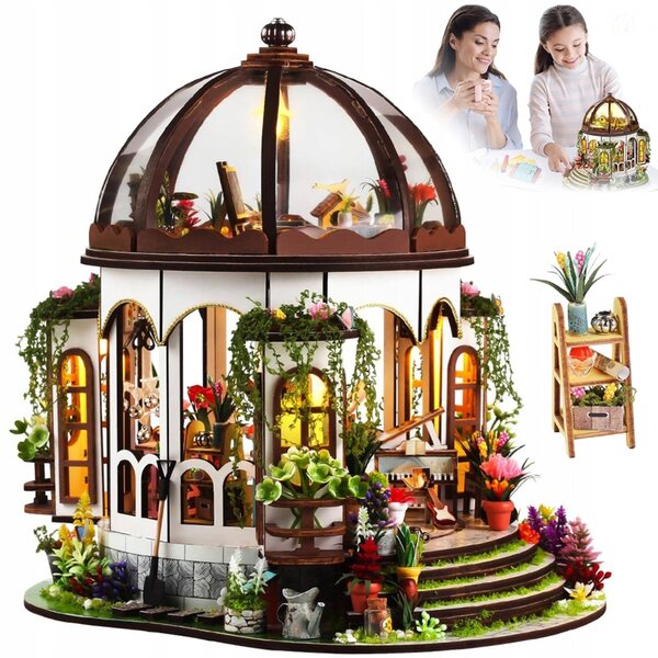 Miniatura casetta in legno da montare con LED - kit DIY creativo e decorativo