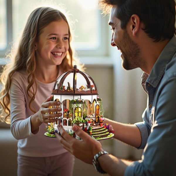 Maison miniature en bois à assembler avec des LED - Kit DIY créatif et décoratif