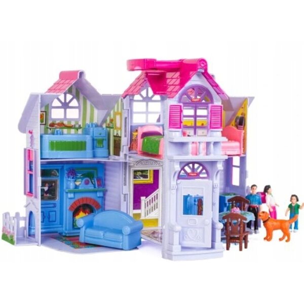 Grande Casa delle Bambole Pieghevole con Mobili e Famiglia, Valigia Portatile
