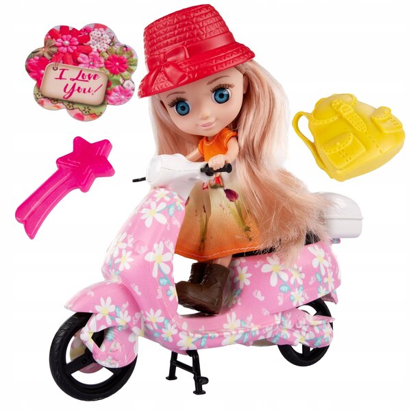 Dollhouse Kinderplay KP2310 con bambola e scooter colorato per bambini 3+