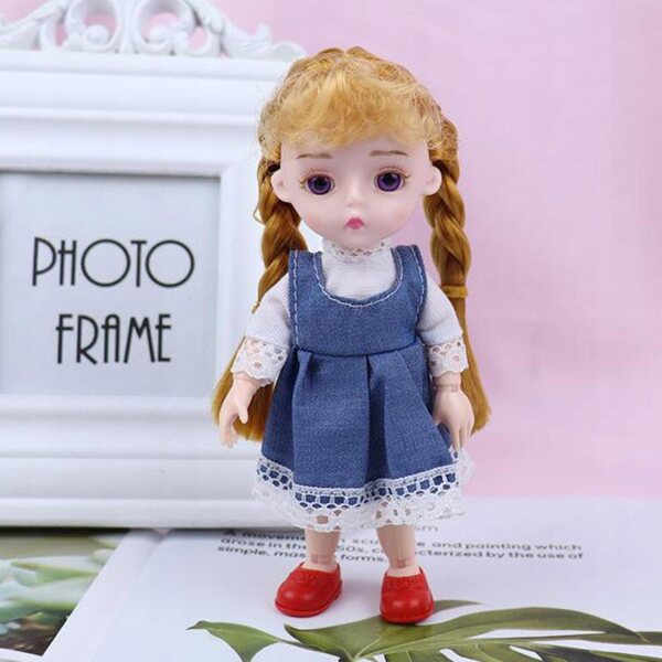 16 cm große 1/12-BJD-Puppe mit 14 beweglichen Gelenken und weichem Haar zum individuellen Gestalten