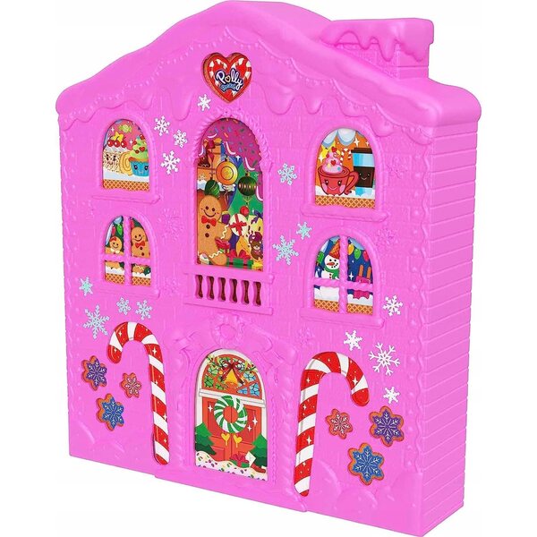 Polly Pocket Kalendarz Adwentowy con 24 sorprese e 2 bamboline, casa di pan di zenzero