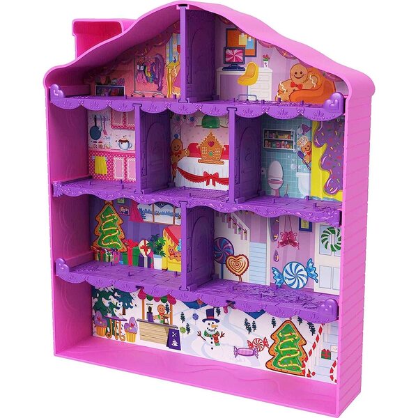 Polly Pocket Kalendarz Adwentowy con 24 sorprese e 2 bamboline, casa di pan di zenzero