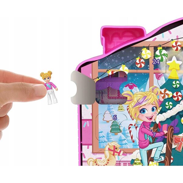 Polly Pocket Kalendarz Adwentowy con 24 sorprese e 2 bamboline, casa di pan di zenzero