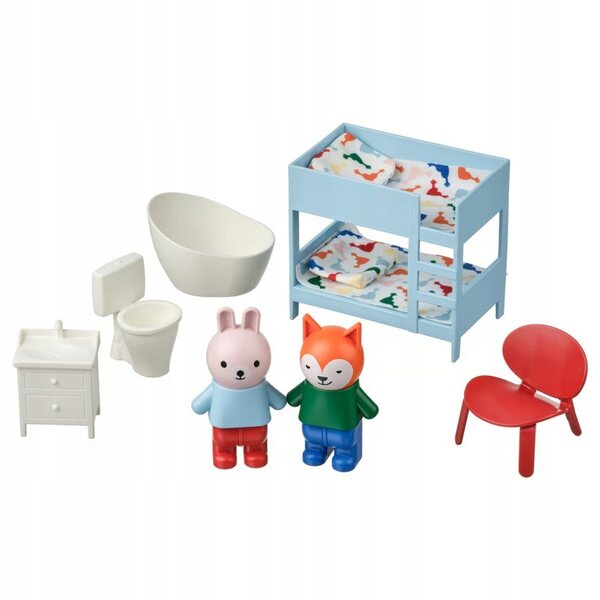 IKEA HUSET Mobili e Personaggi per Casa delle Bambole Camera da Letto e Bagno