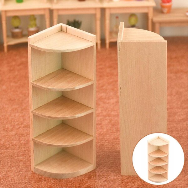 Eckschrank aus Holz für Puppenhaus im Maßstab 1:12 – elegant und funktional