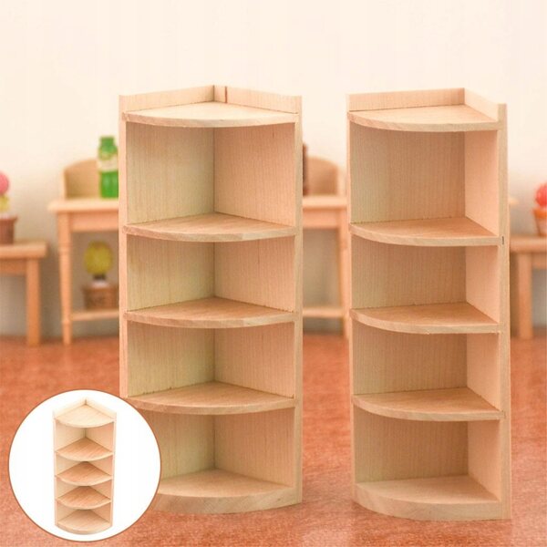 Eckschrank aus Holz für Puppenhaus im Maßstab 1:12 – elegant und funktional