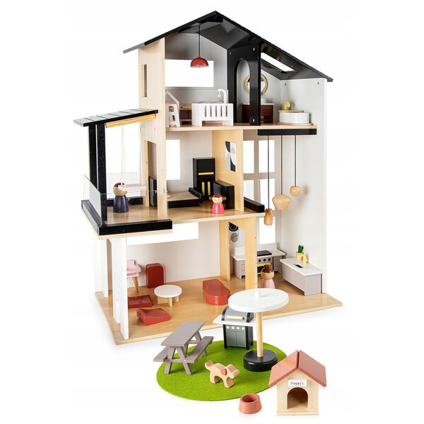 Casa delle bambole Leomark Villa Loft 3 piani con giardino e mobili in legno