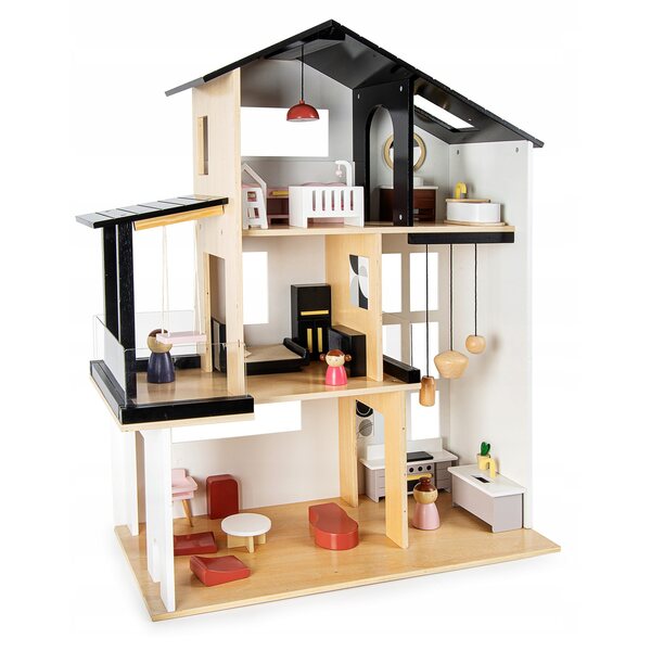 Casa delle bambole Leomark Villa Loft 3 piani con giardino e mobili in legno