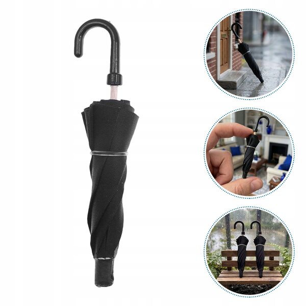Mini parasole neri per casa delle bambole, set 2 pezzi con apertura decorativa