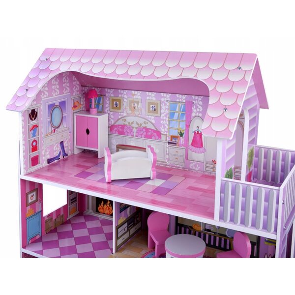 Casa delle bambole Jokomisiada 70 cm con mobili e illuminazione a LED