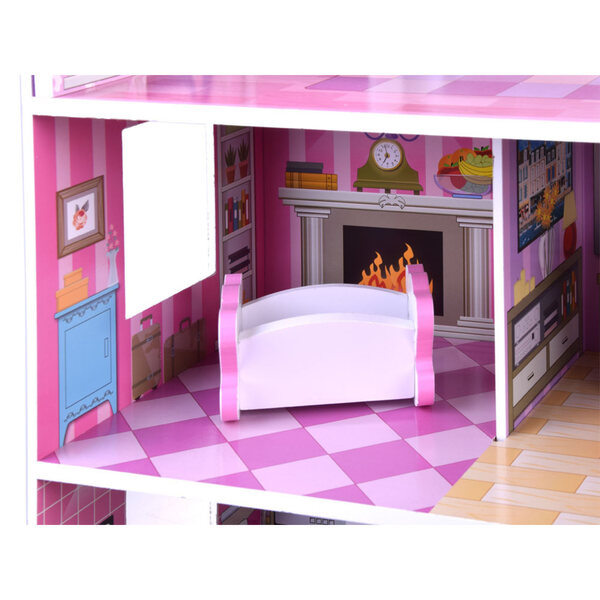 Casa delle bambole Jokomisiada 70 cm con mobili e illuminazione a LED