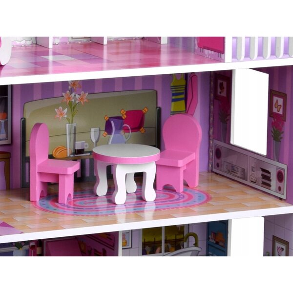 Casa delle bambole Jokomisiada 70 cm con mobili e illuminazione a LED