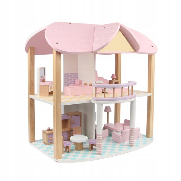 Puppenhaus aus Holz, 45 cm, mit stilvollen Möbeln für Kinder ab 3 Jahren, Aga4Kids