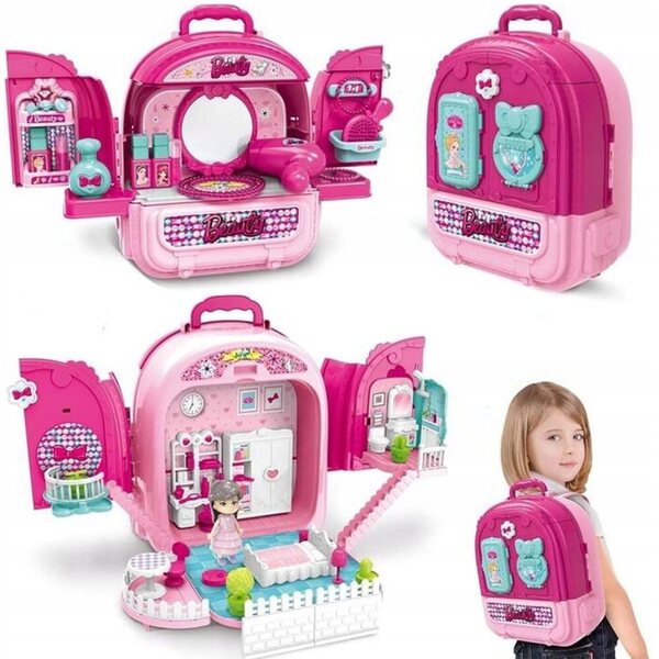 Toaletka 3in1 with Dolls House in Backpack Case - Εκπαιδευτικό παιχνίδι για παιδιά