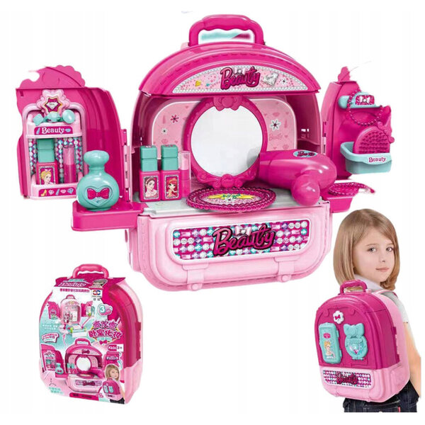 Toaletka 3in1 con Casa per Bambole in Valigetta Zaino - Gioco Educativo Bambini