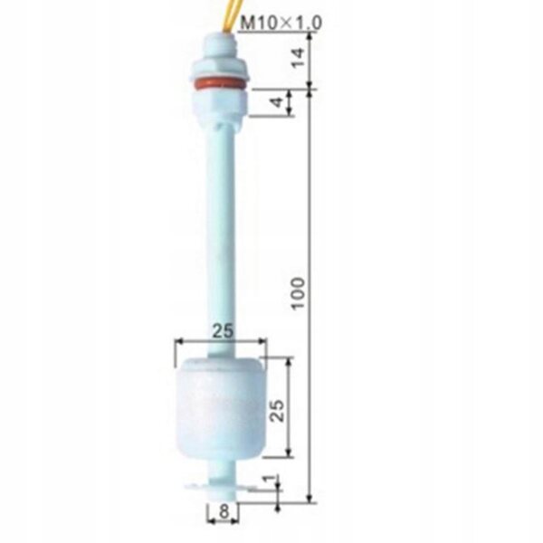 Interruttore a galleggiante Sensore livello acqua M10x100mm in PP per piscina