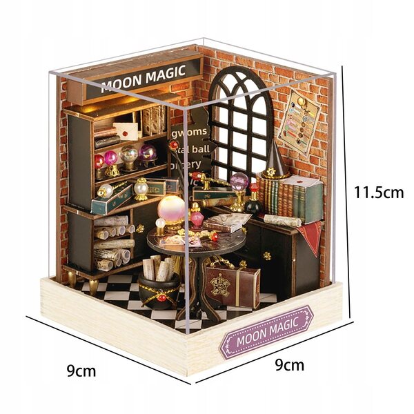Set Miniature Casa per Bambole in Legno con Luci LED e Protezione Antipolvere