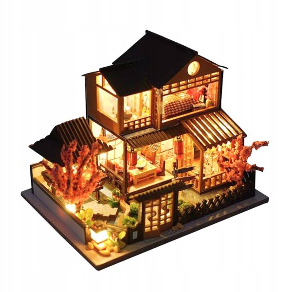 Miniatura Casa delle Bambole in Legno con LED - Puzzle DIY per Bambini oltre 14 anni