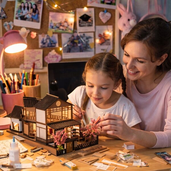 Miniatura Casa delle Bambole in Legno con LED - Puzzle DIY per Bambini oltre 14 anni