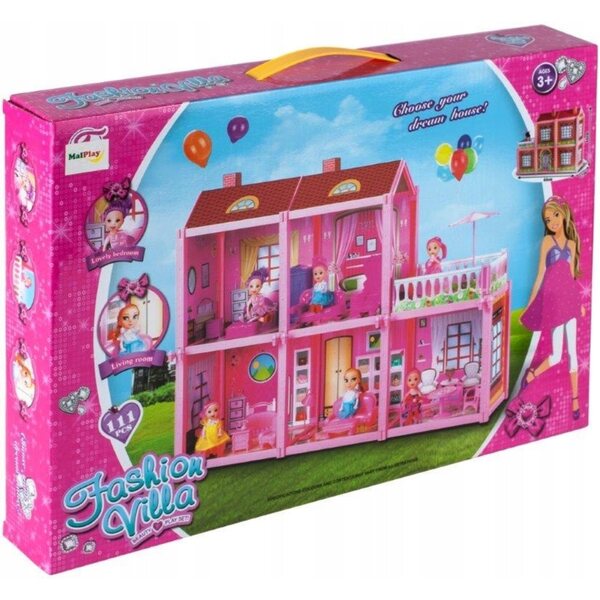 Casa delle bambole Villa MalPlay 46 cm con mobili e bambola per bambini