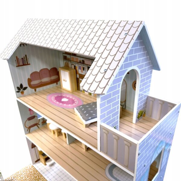 Puppenhaus aus Holz 70 cm mit Möbeln und Garten 4iQ Group