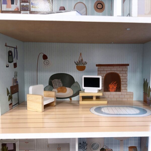 Puppenhaus aus Holz 70 cm mit Möbeln und Garten 4iQ Group