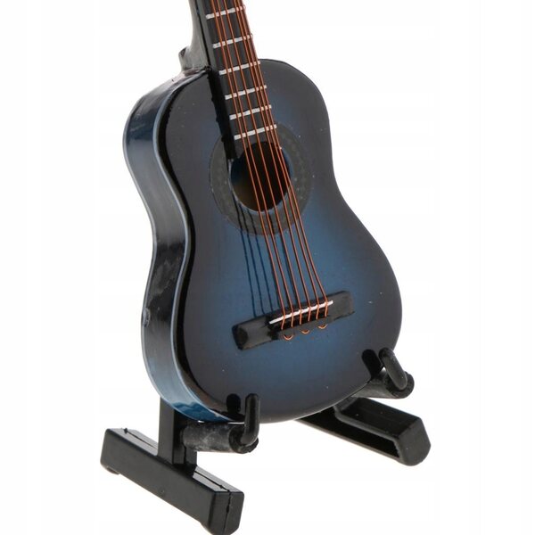Holzgitarrenminiatur mit Koffer und Ständer für 1/12 Puppenhaus