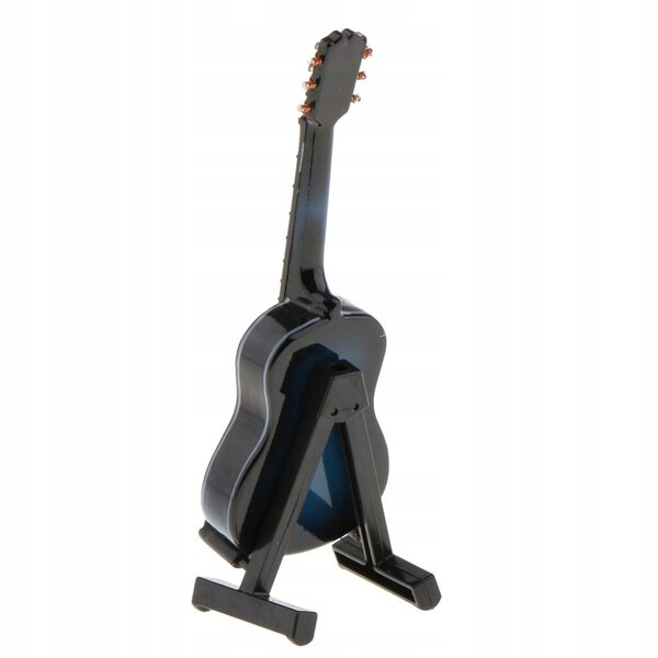 Holzgitarrenminiatur mit Koffer und Ständer für 1/12 Puppenhaus