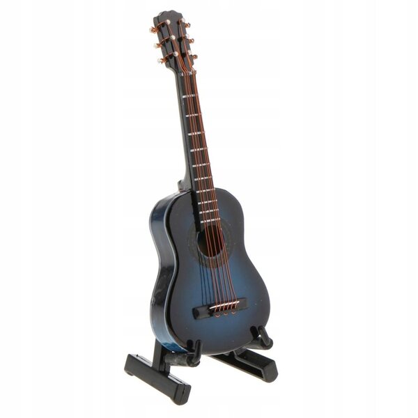 Holzgitarrenminiatur mit Koffer und Ständer für 1/12 Puppenhaus