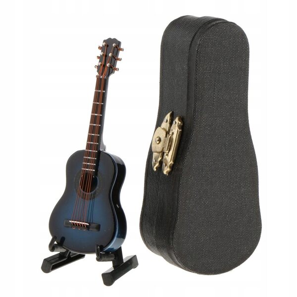 Holzgitarrenminiatur mit Koffer und Ständer für 1/12 Puppenhaus