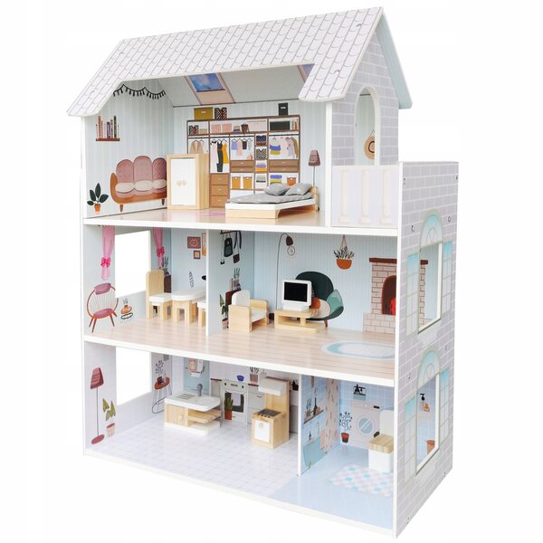 Casa delle bambole Picollo Maja Boho XXL 70 cm 3 piani con mobili premium