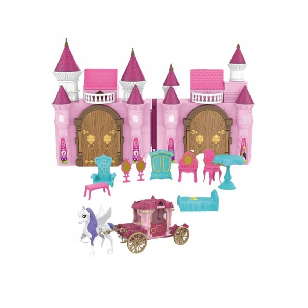 Castello Principesca con Carrozza, Mobili e Luci LED per Bambini da 3+