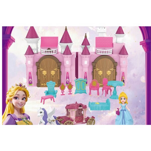 Castello Principesca con Carrozza, Mobili e Luci LED per Bambini da 3+
