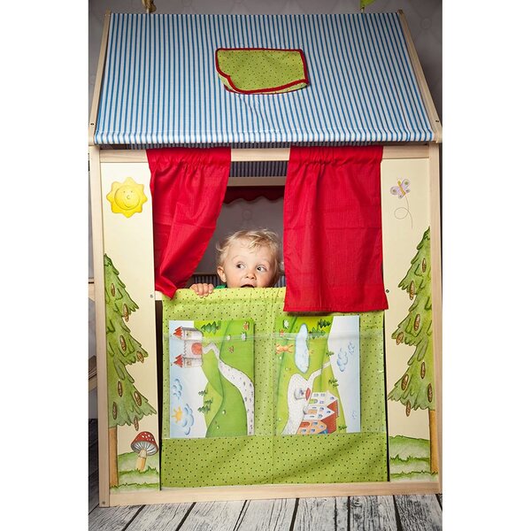 ROBA 6962 Grande Casetta in Legno per Bambini con 4 Pareti Multifunzionali