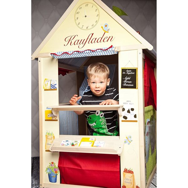 ROBA 6962 Grande Casetta in Legno per Bambini con 4 Pareti Multifunzionali