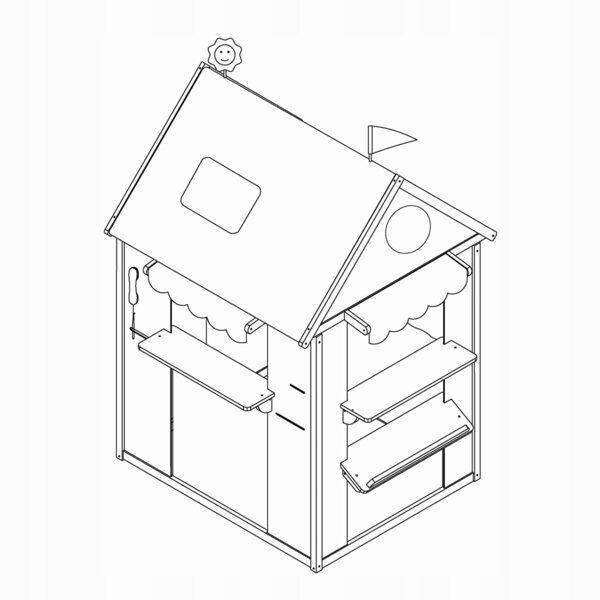 ROBA 6962 Grande Casetta in Legno per Bambini con 4 Pareti Multifunzionali