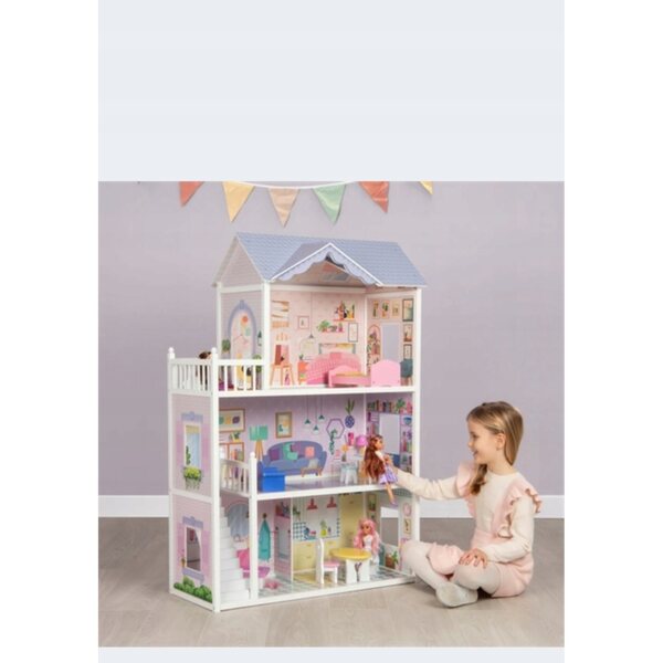 Dollhouse in legno Rezydencja Virginia Ecotoys 124 cm con mobili inclusi