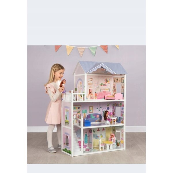Dollhouse in legno Rezydencja Virginia Ecotoys 124 cm con mobili inclusi
