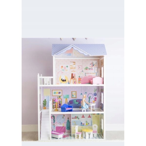 Dollhouse in legno Rezydencja Virginia Ecotoys 124 cm con mobili inclusi
