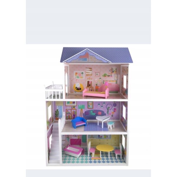 Dollhouse in legno Rezydencja Virginia Ecotoys 124 cm con mobili inclusi