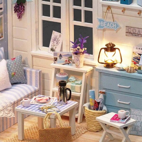 DIY 3D-Miniaturhaus mit LED-Beleuchtungskamera Habarri Blue