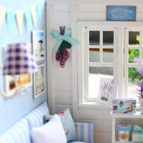 DIY 3D-Miniaturhaus mit LED-Beleuchtungskamera Habarri Blue