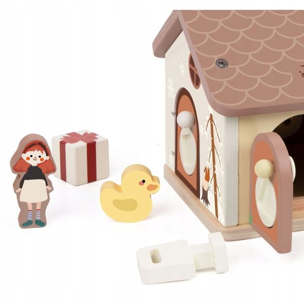 Casa delle bambole in legno con 11 elementi sensoriali Classic World 18m+