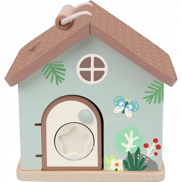 Casa delle bambole in legno con 11 elementi sensoriali Classic World 18m+