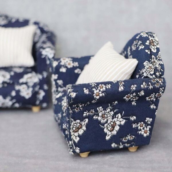 Miniatuur houten bank voor poppenhuis 1:12 - decoratief accessoire