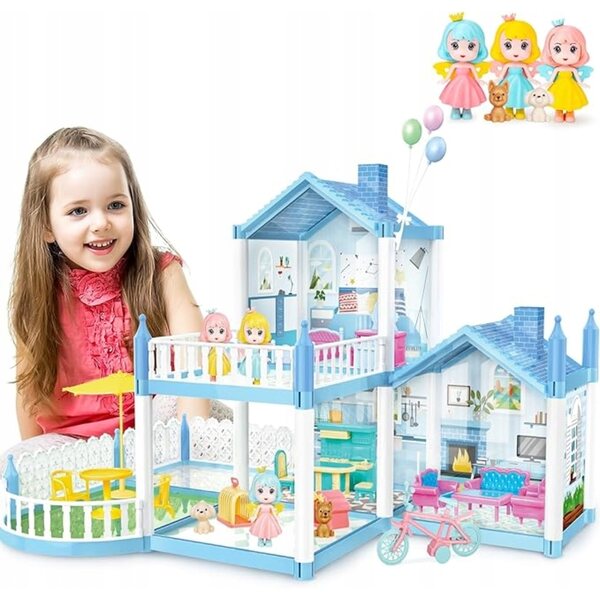 Grande Casa per Bambole 3 Stanze con Mobili e Accessori - Gioco Creativo e Didattico
